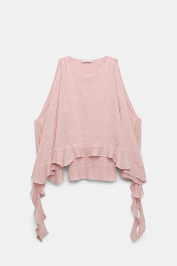 Dorothee Schumacher Hemp tank top with ruffles milky rose