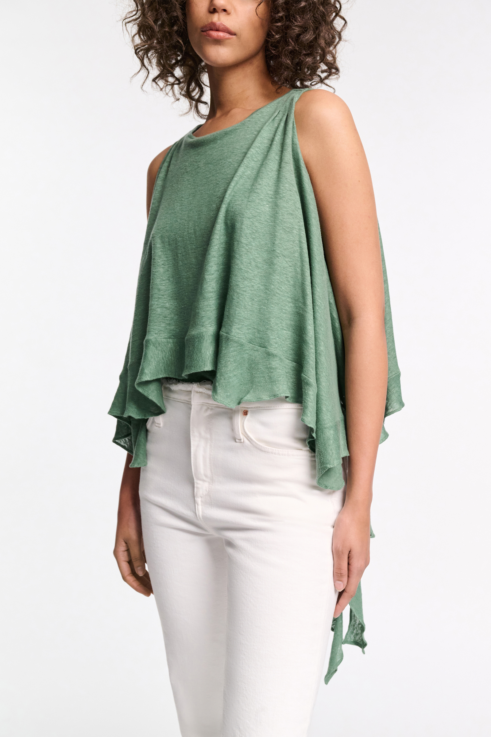 Dorothee Schumacher Top aus Hanf mit Volants jade