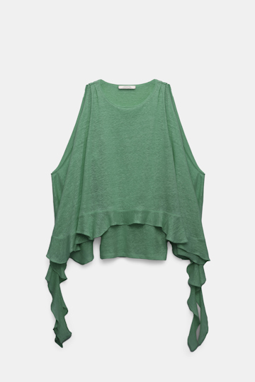Dorothee Schumacher Hemp tank top with ruffles jade