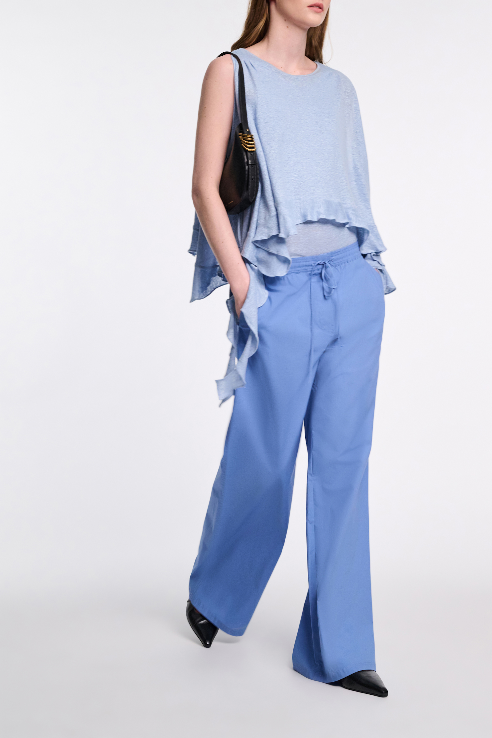 Dorothee Schumacher Hemp tank top with ruffles powder blue II