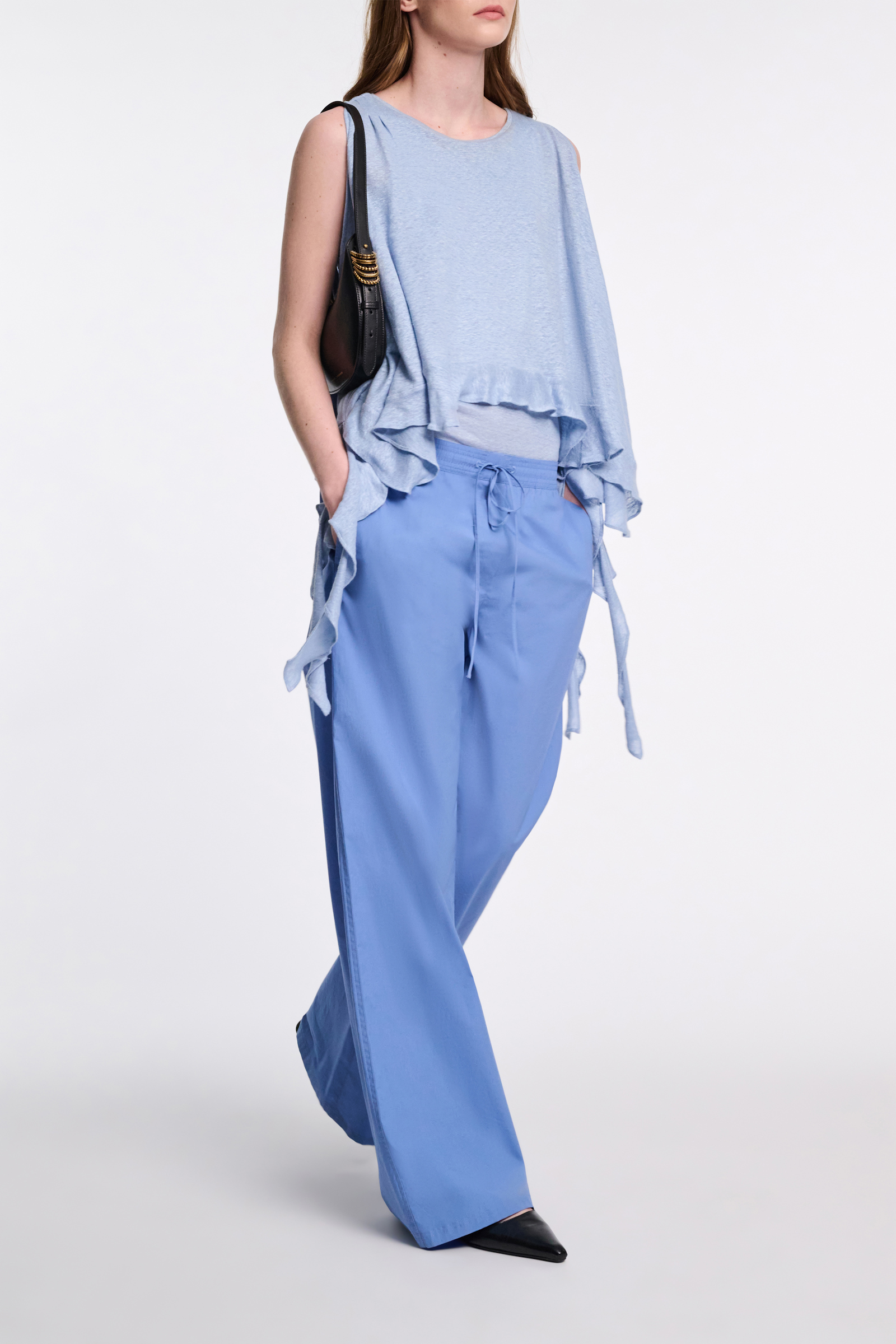 Dorothee Schumacher Hemp tank top with ruffles powder blue II