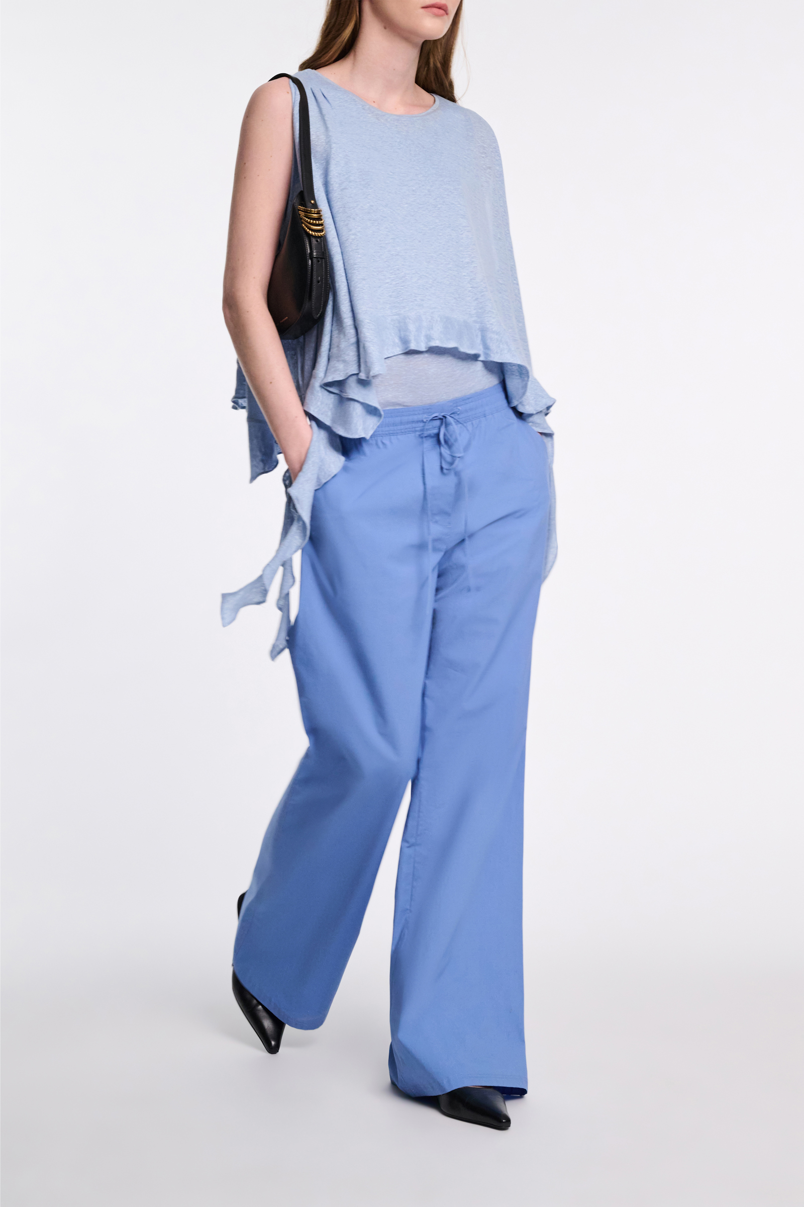 Dorothee Schumacher Hemp tank top with ruffles powder blue II