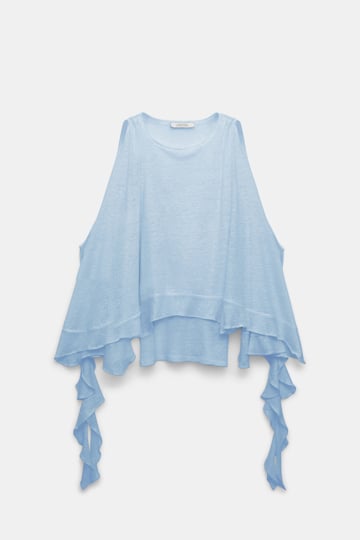 Dorothee Schumacher Hemp tank top with ruffles powder blue II