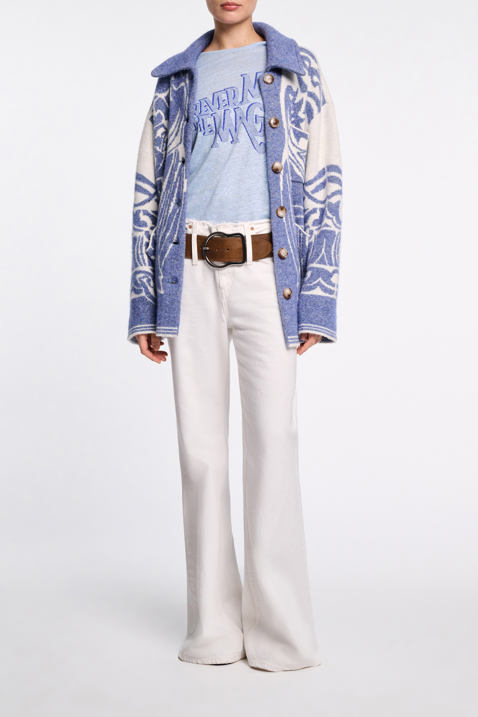 Dorothee Schumacher T-Shirt mit NEVER MISS THE MAGIC Print magic cornflower