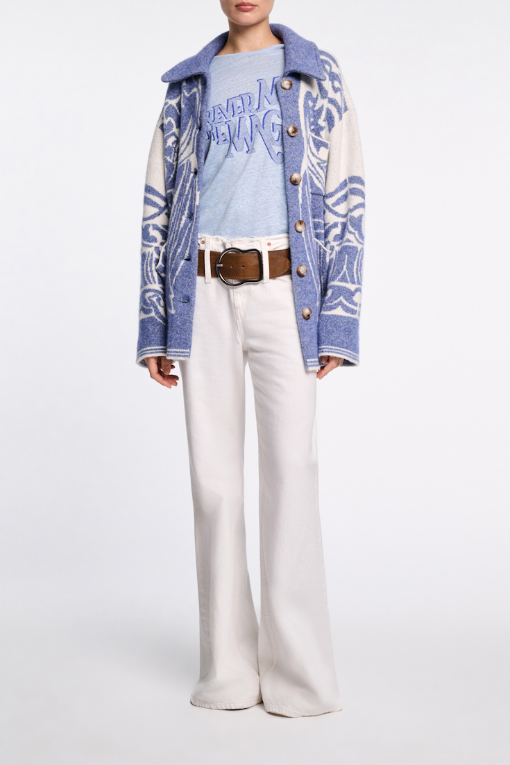 Dorothee Schumacher T-Shirt mit NEVER MISS THE MAGIC Print magic cornflower