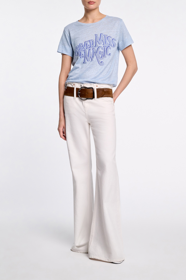 Dorothee Schumacher T-Shirt mit NEVER MISS THE MAGIC Print magic cornflower