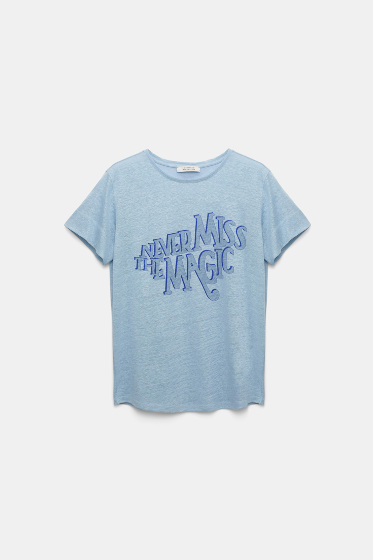 Dorothee Schumacher T-Shirt mit NEVER MISS THE MAGIC Print magic cornflower