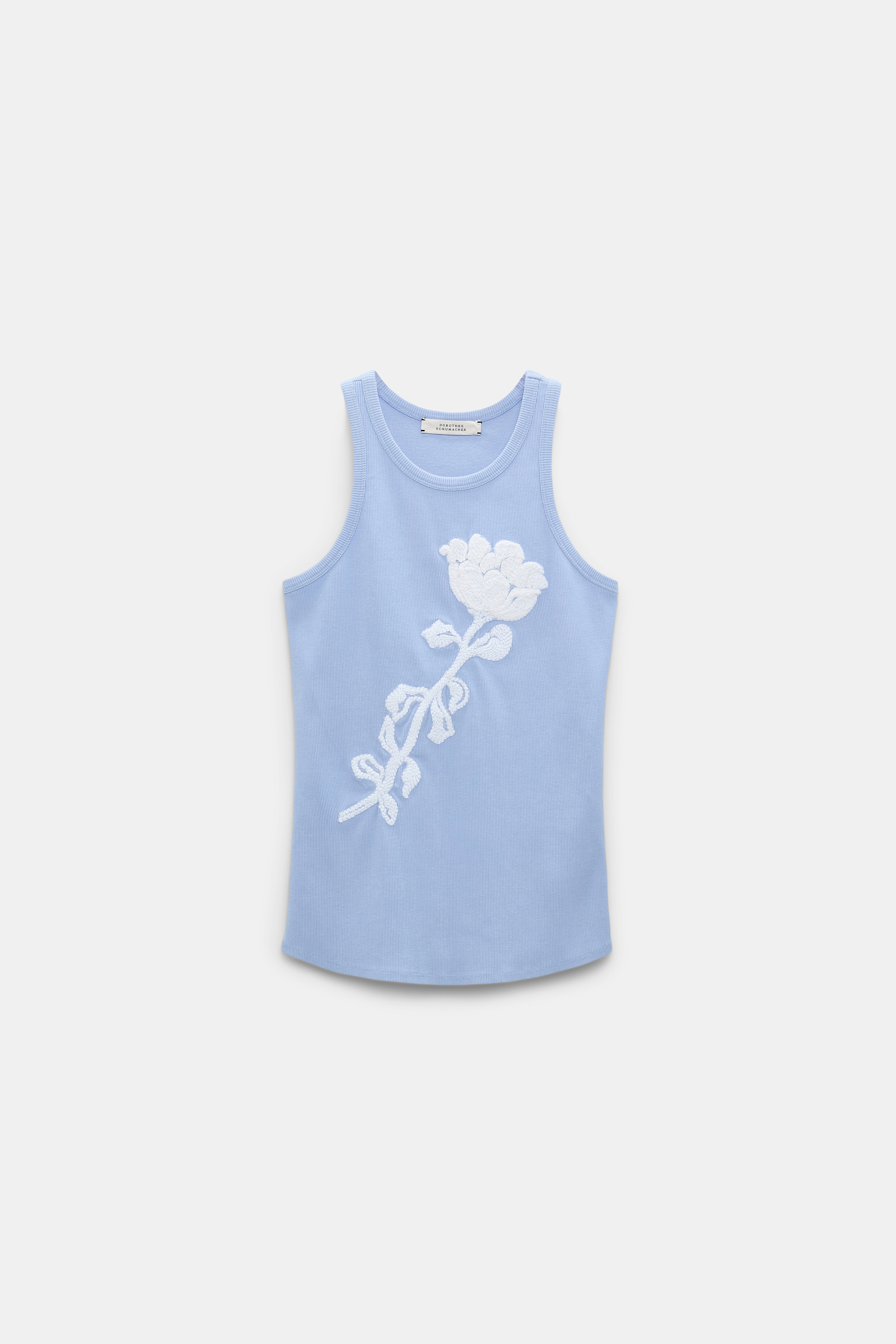 Dorothee Schumacher Ripptop mit Blumenstickerei soft cornflower