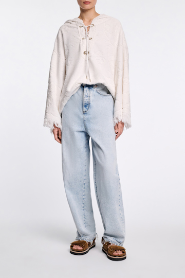Dorothee Schumacher Terry floral jacquard hoodie camellia white
