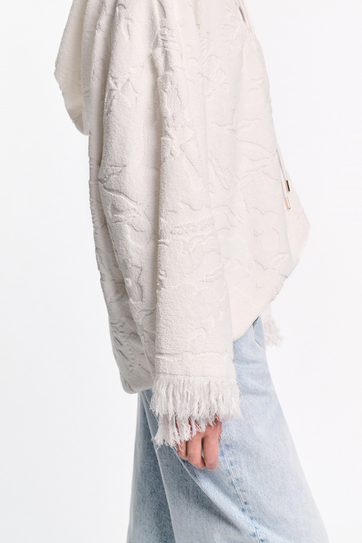 Dorothee Schumacher Terry floral jacquard hoodie camellia white