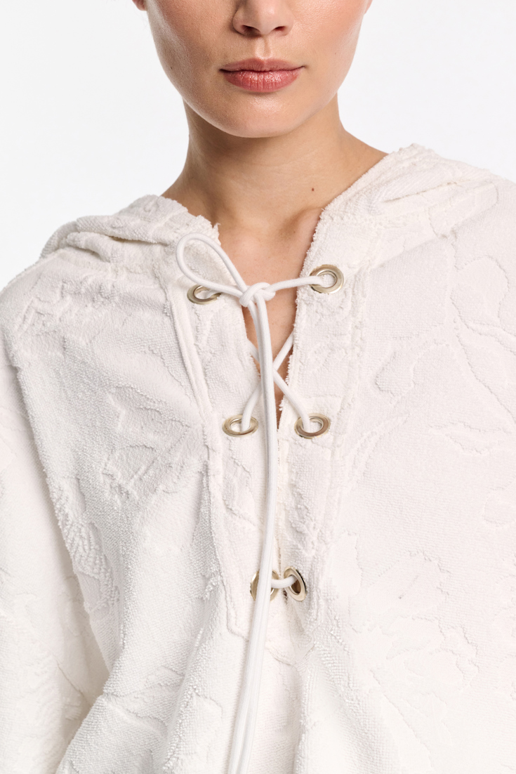 Dorothee Schumacher Terry floral jacquard hoodie camellia white