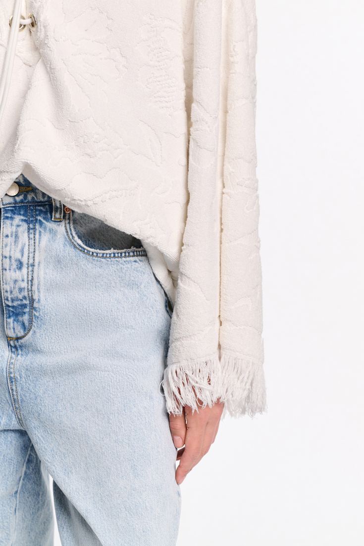 Dorothee Schumacher Terry floral jacquard hoodie camellia white
