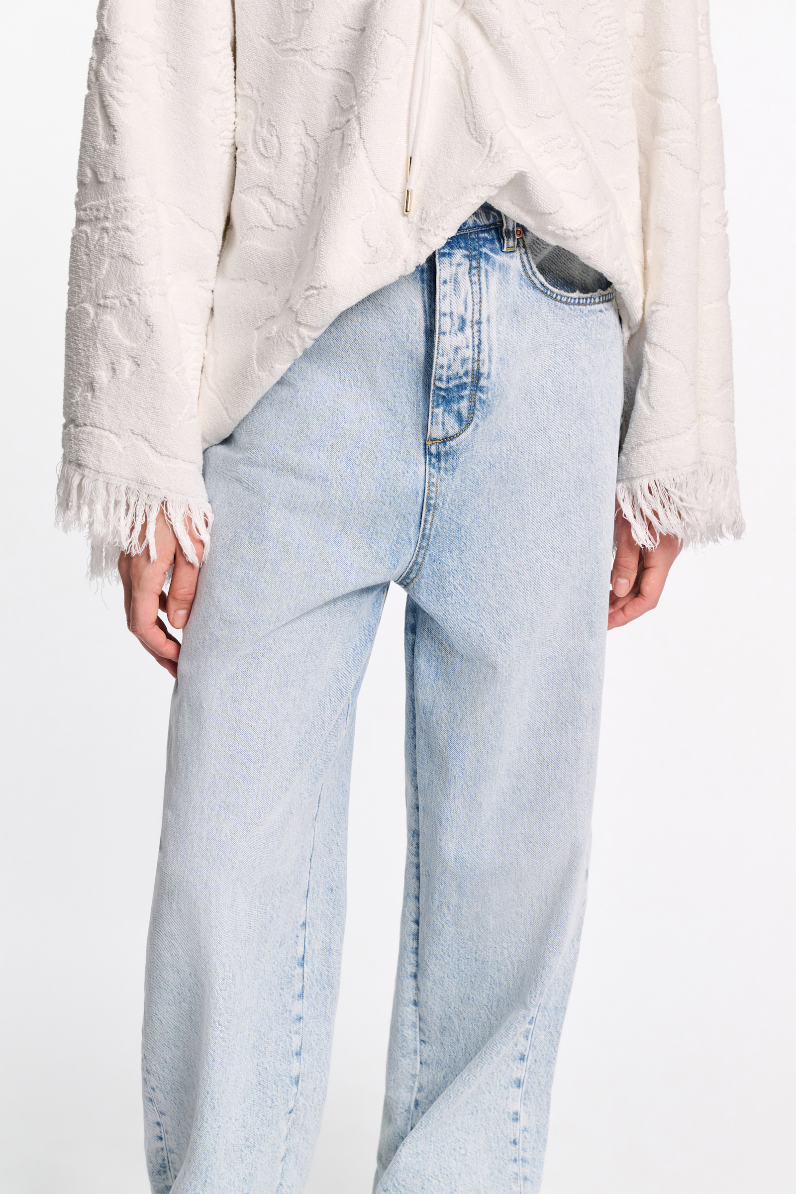 Dorothee Schumacher Terry floral jacquard hoodie camellia white