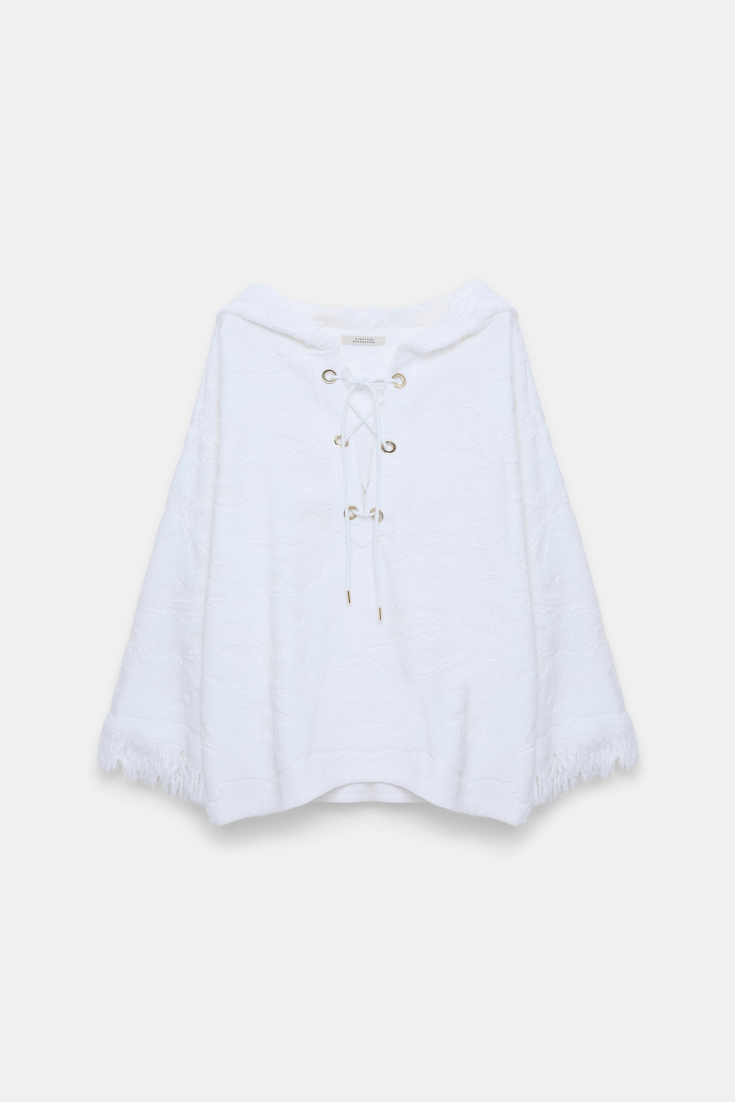 Dorothee Schumacher Terry floral jacquard hoodie camellia white