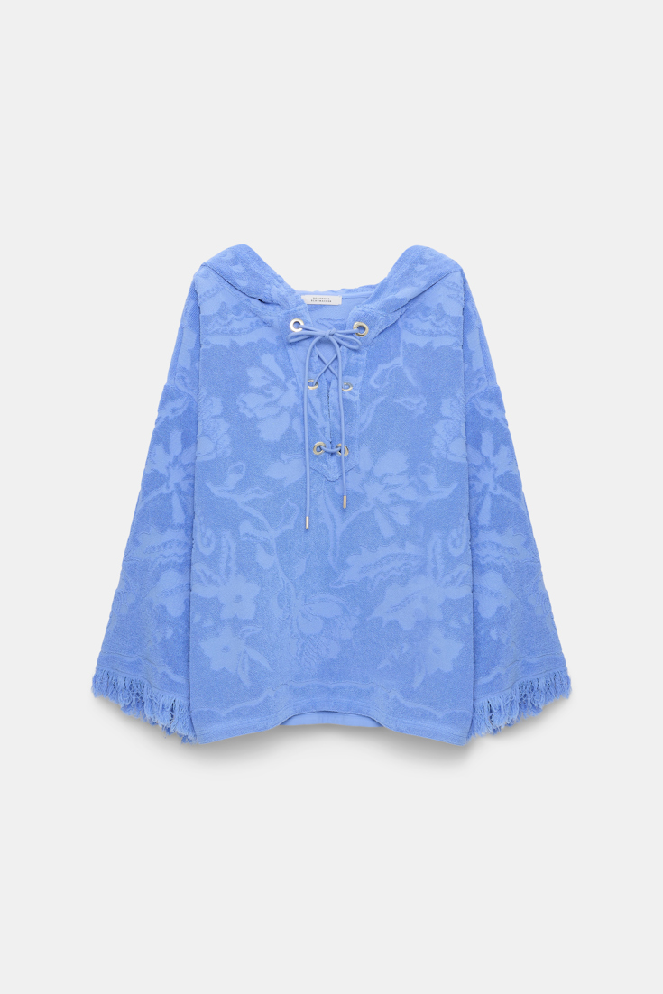 Dorothee Schumacher Terry floral jacquard hoodie light cornflower