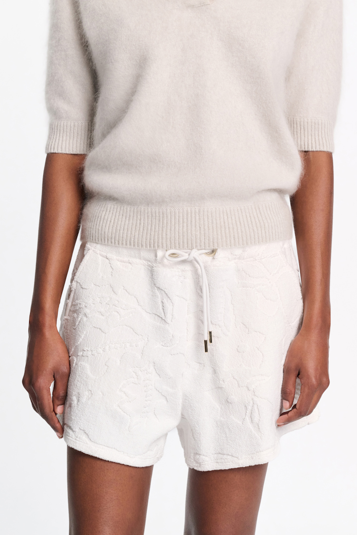 Dorothee Schumacher Terry floral jacquard drawstring shorts camellia white