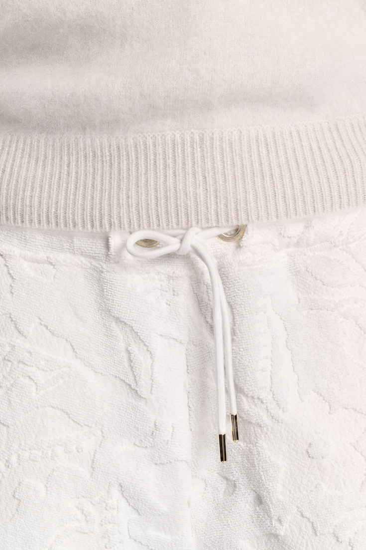 Dorothee Schumacher Terry floral jacquard drawstring shorts camellia white