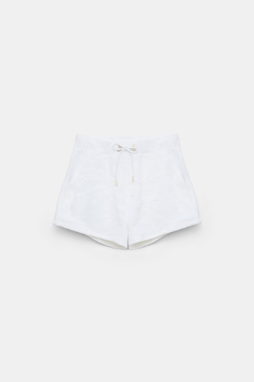 Dorothee Schumacher Terry floral jacquard drawstring shorts camellia white