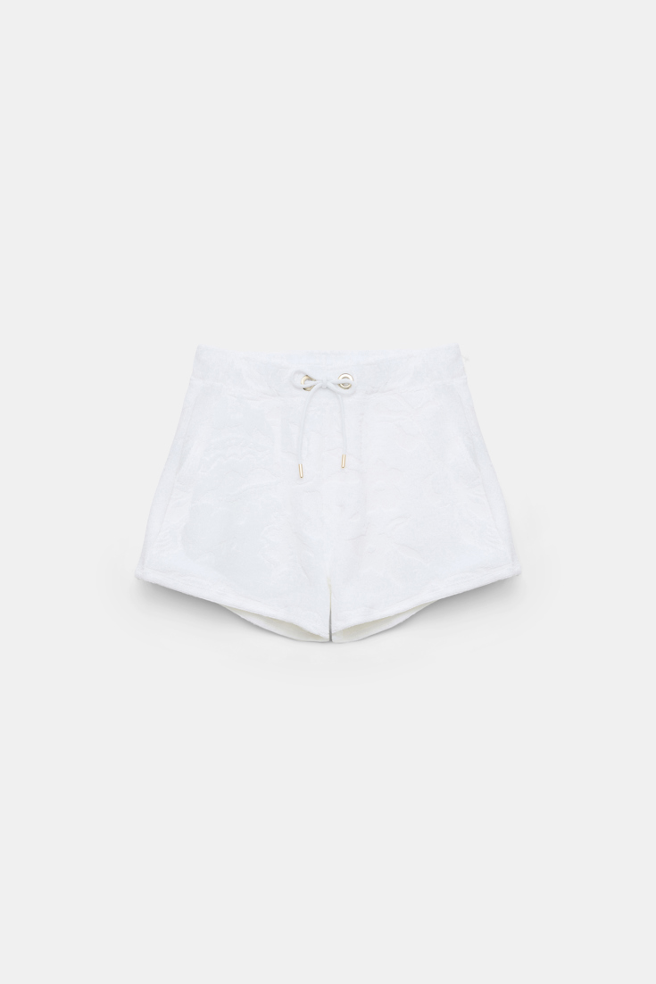 Dorothee Schumacher Terry floral jacquard drawstring shorts camellia white
