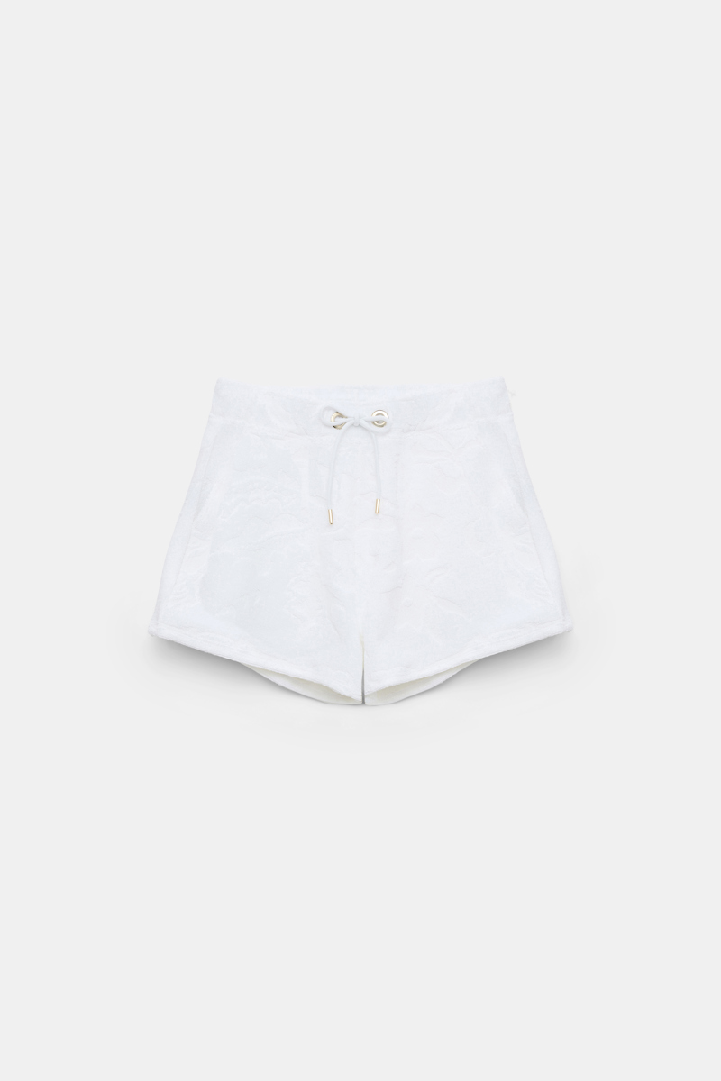 Dorothee Schumacher Terry Floral Jacquard Drawstring Shorts In White
