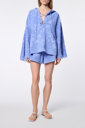 Dorothee Schumacher Terry floral jacquard drawstring shorts light cornflower