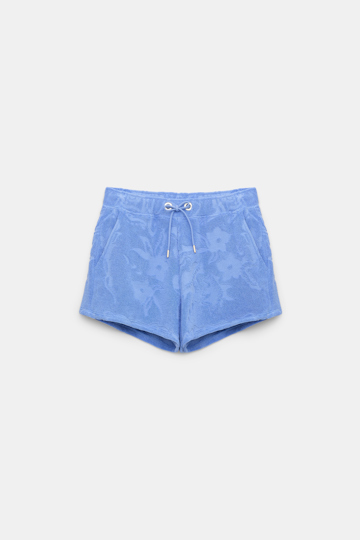 Dorothee Schumacher Terry floral jacquard drawstring shorts light cornflower