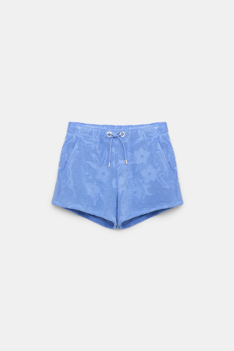 Dorothee Schumacher Terry Floral Jacquard Drawstring Shorts In Blue