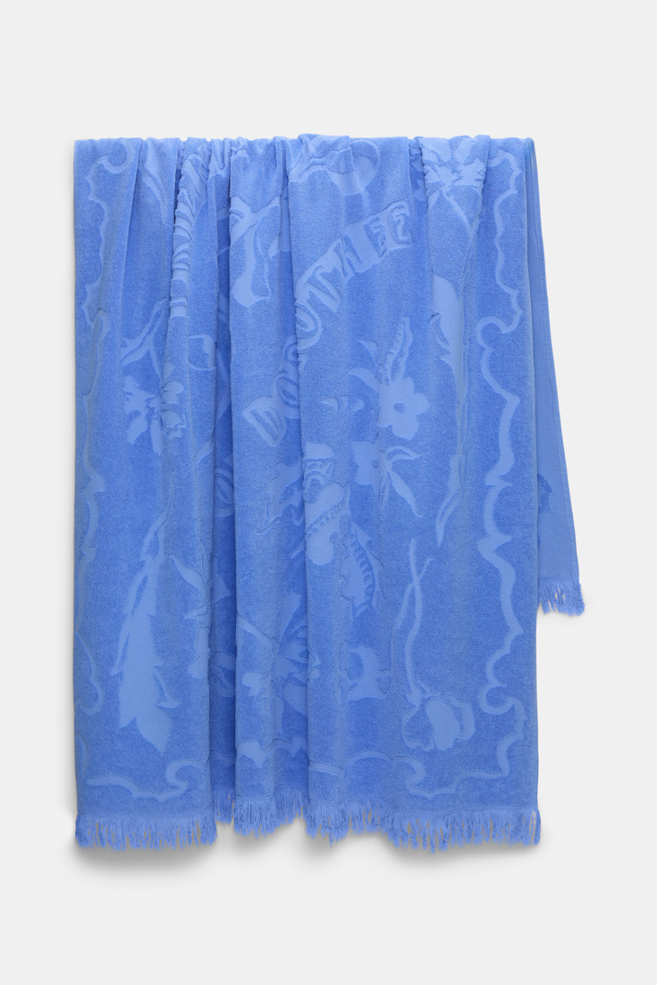 Dorothee Schumacher Terry floral jacquard hand towel light cornflower