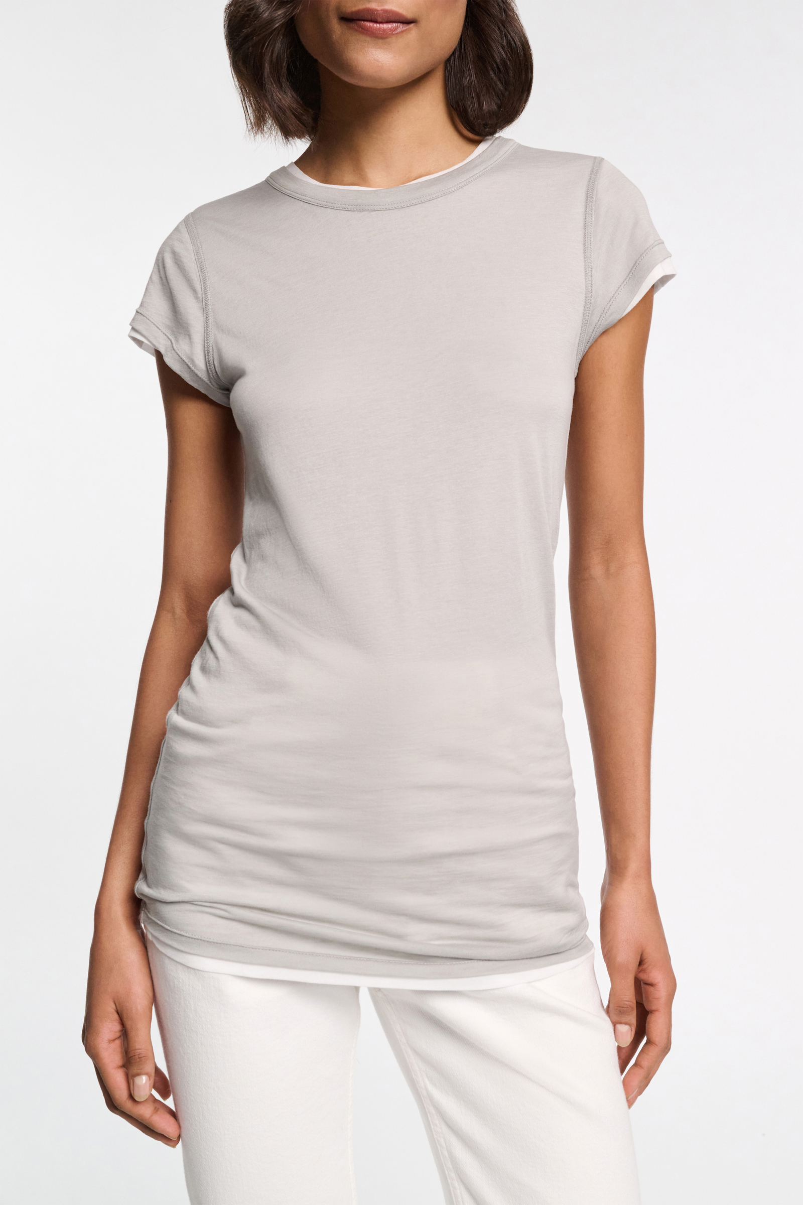 Dorothee Schumacher Zweilagiges Kurzarmshirt mint white mix