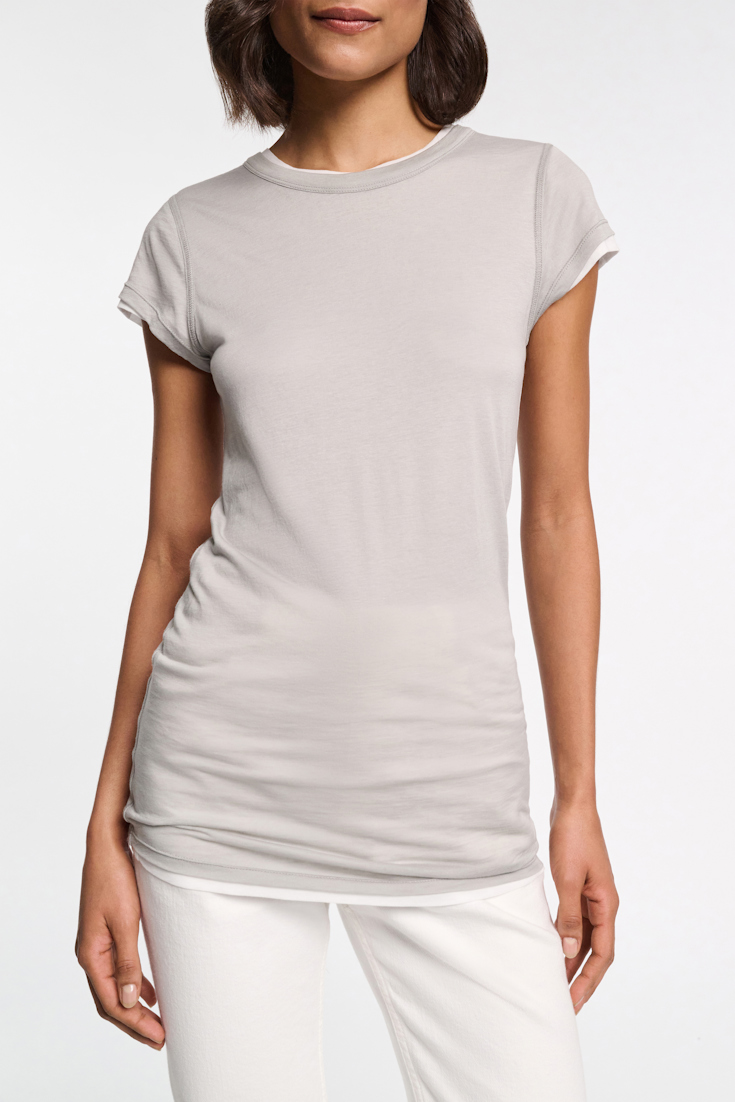 Dorothee Schumacher Zweilagiges Kurzarmshirt mint white mix
