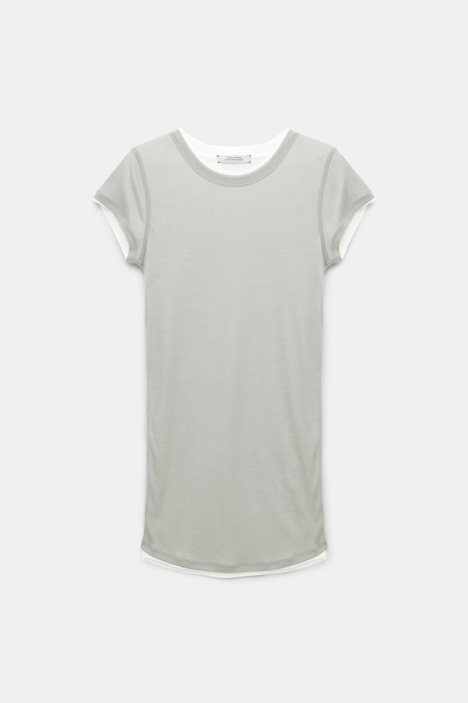 Dorothee Schumacher Zweilagiges Kurzarmshirt mint white mix