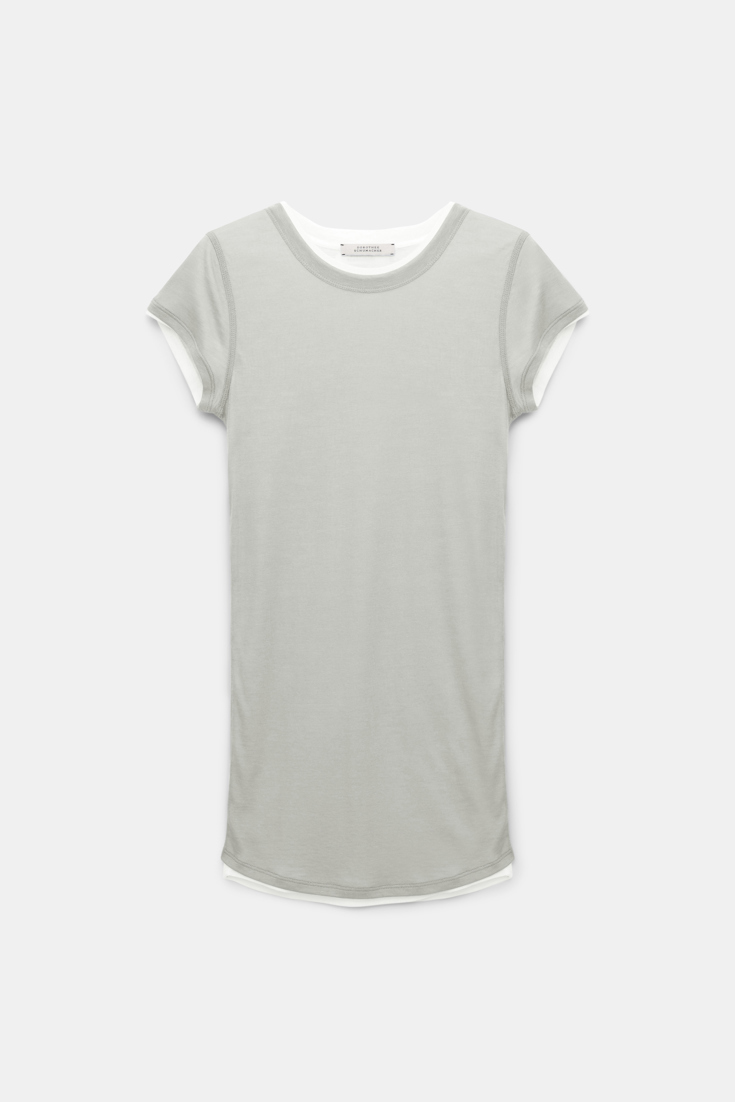 Dorothee Schumacher Zweilagiges Kurzarmshirt mint white mix