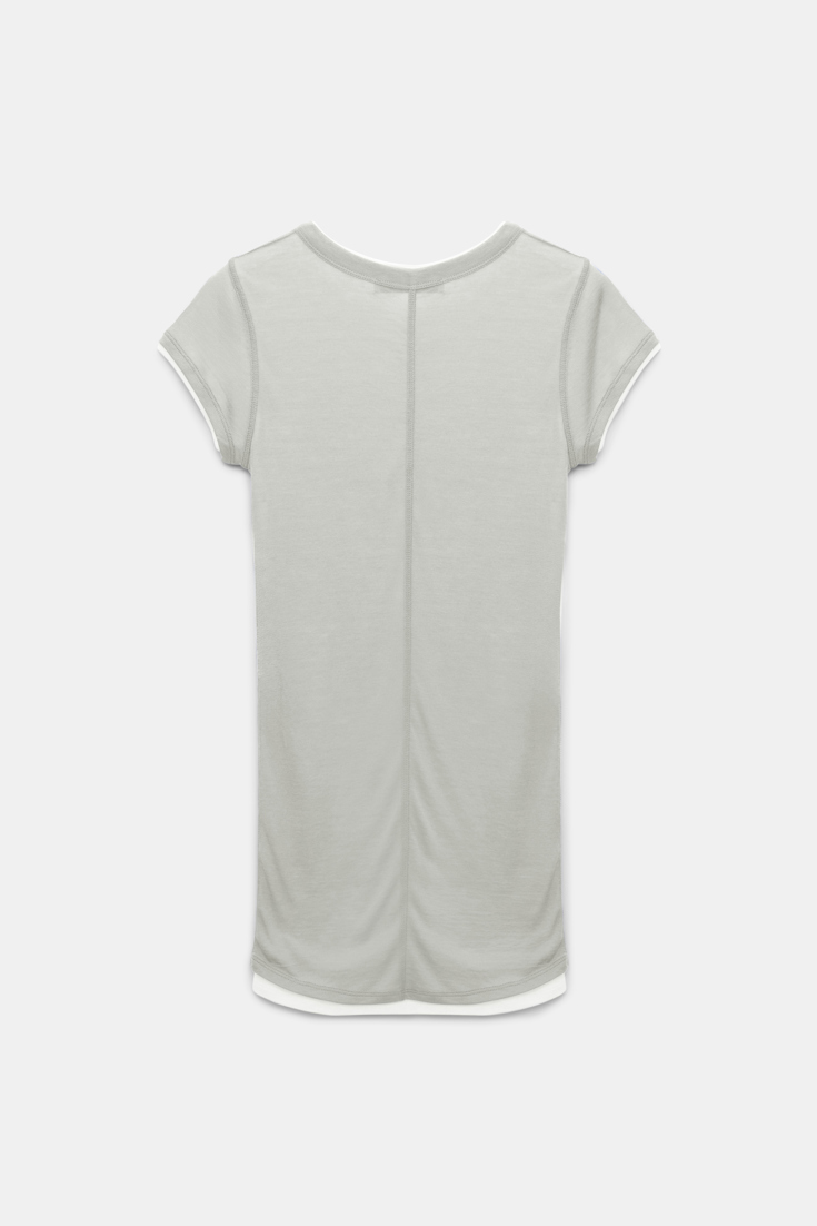 Dorothee Schumacher Zweilagiges Kurzarmshirt mint white mix