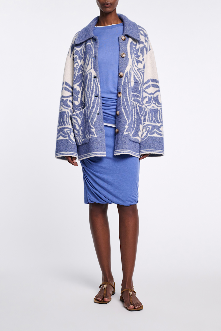 Dorothee Schumacher Double layer T-shirt cornflower white mix
