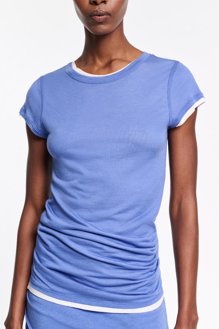 Dorothee Schumacher Double layer T-shirt cornflower white mix