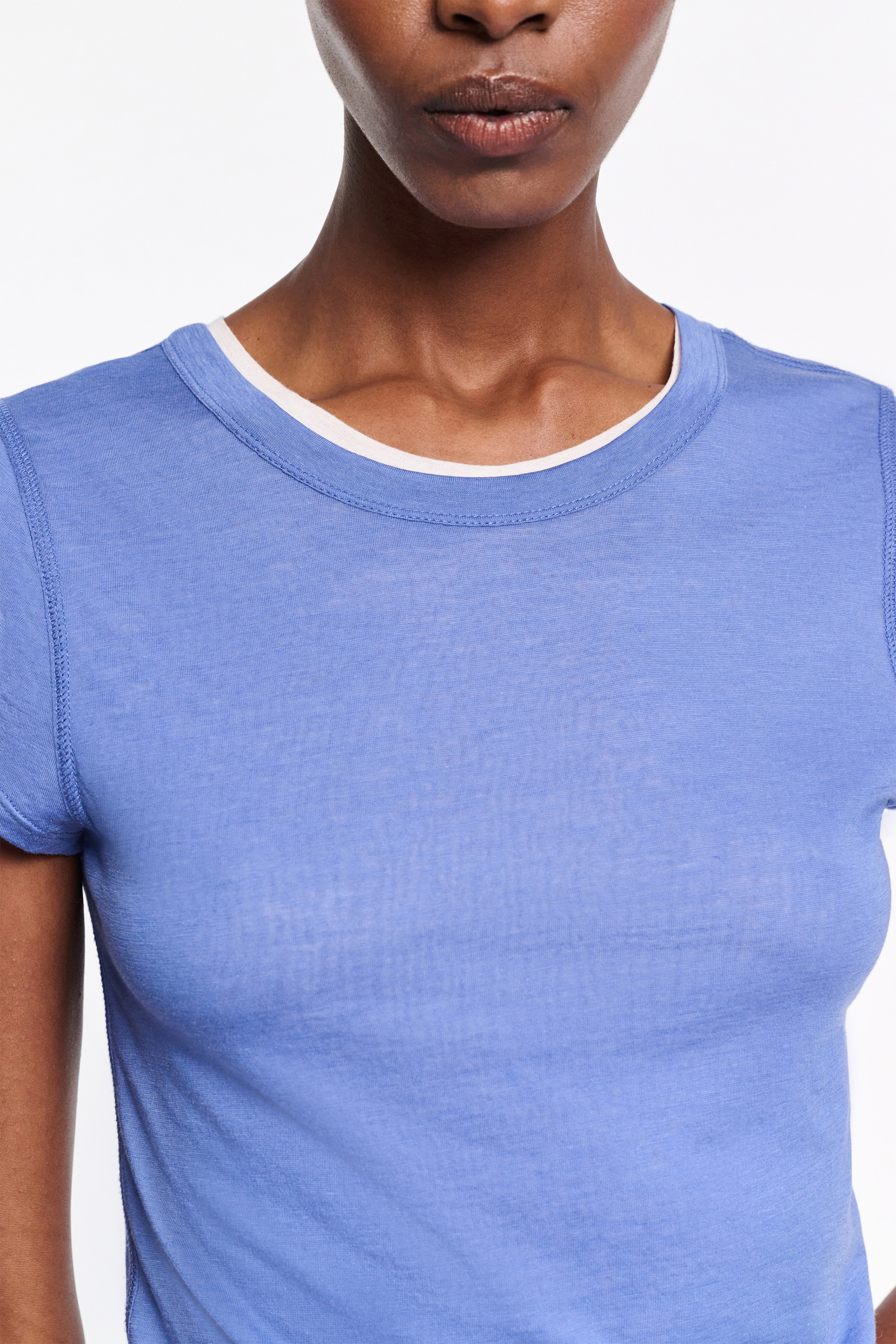 Dorothee Schumacher Double layer T-shirt cornflower white mix