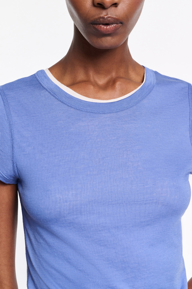 Dorothee Schumacher Double layer T-shirt cornflower white mix