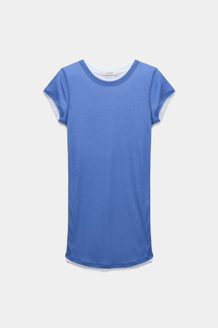 Dorothee Schumacher Double layer T-shirt cornflower white mix