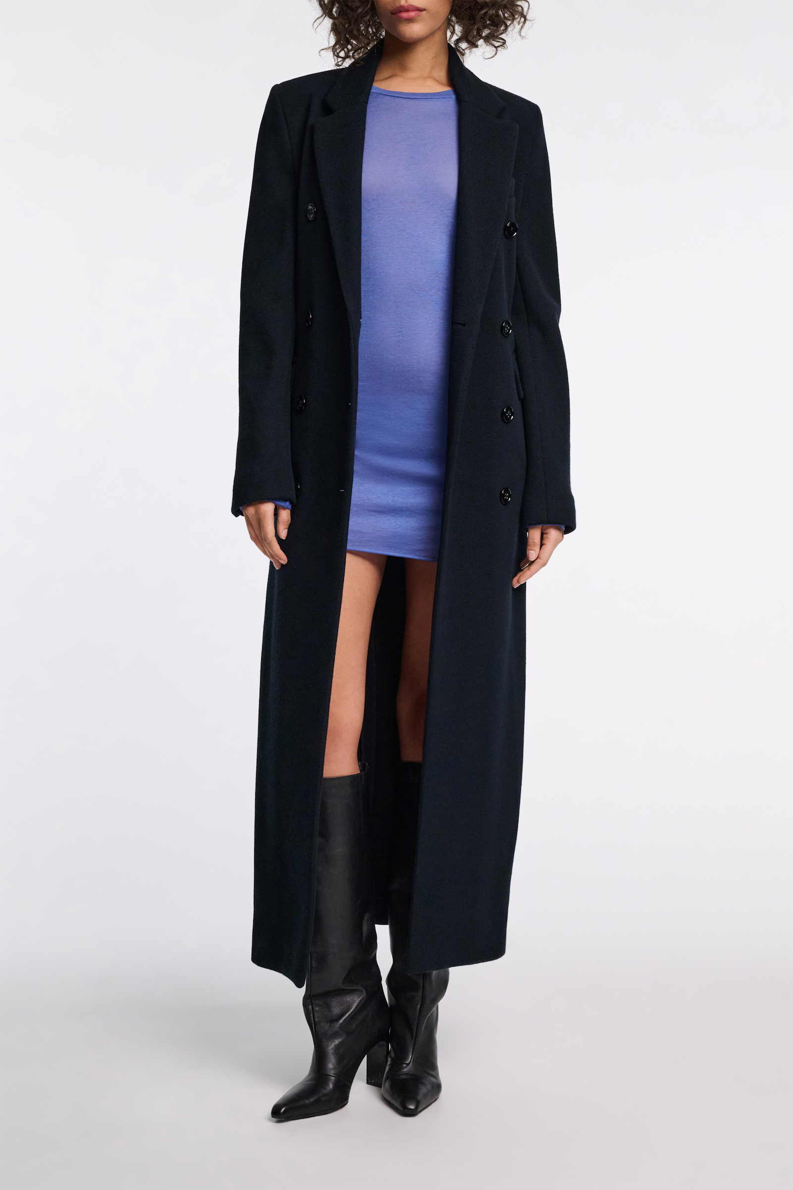 Dorothee Schumacher Slightly see-through T-shirt with extra long sleeves milky cornflower