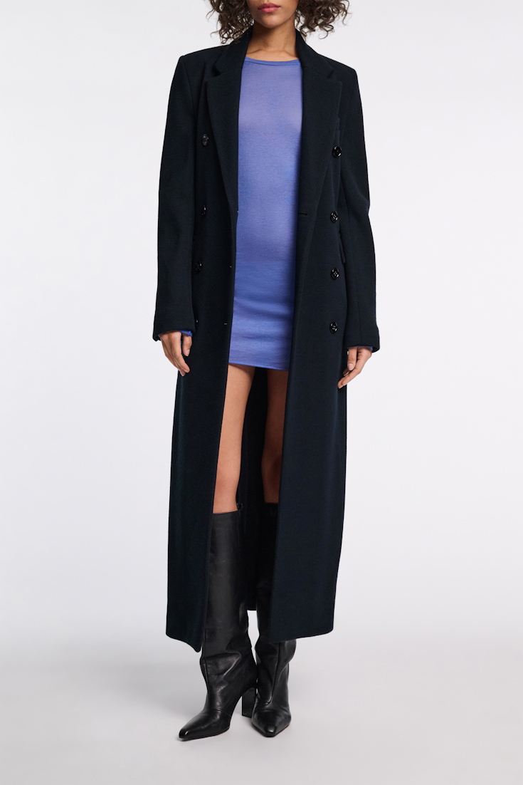 Dorothee Schumacher Slightly see-through T-shirt with extra long sleeves milky cornflower