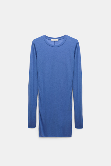 Dorothee Schumacher Slightly see-through T-shirt with extra long sleeves milky cornflower