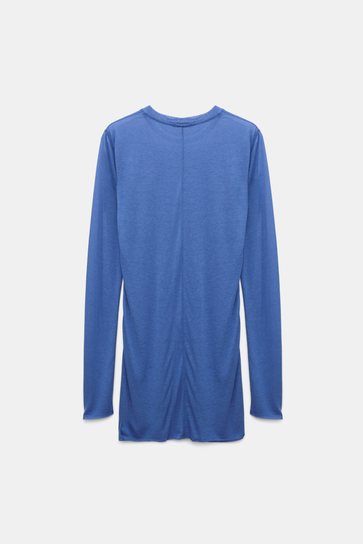 Dorothee Schumacher Slightly see-through T-shirt with extra long sleeves milky cornflower