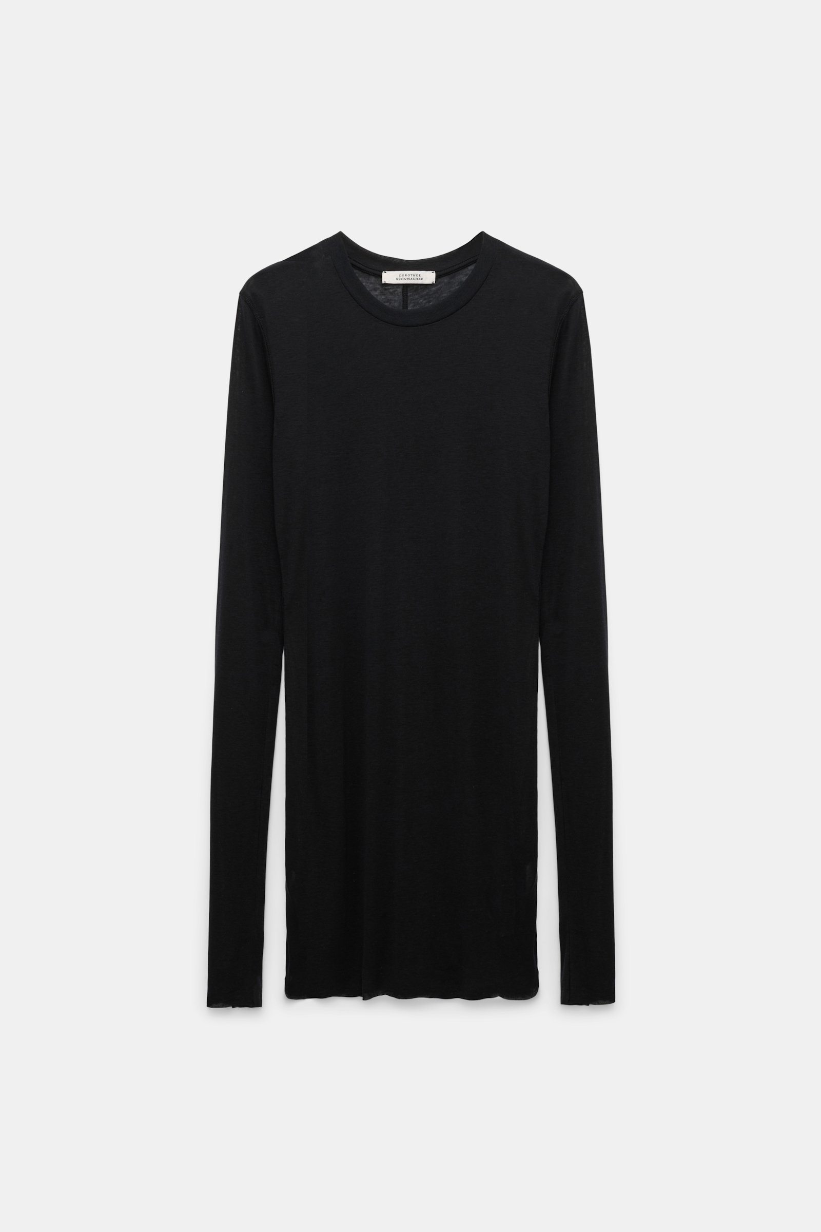 Dorothee Schumacher Slightly see-through T-shirt with extra long sleeves pure black