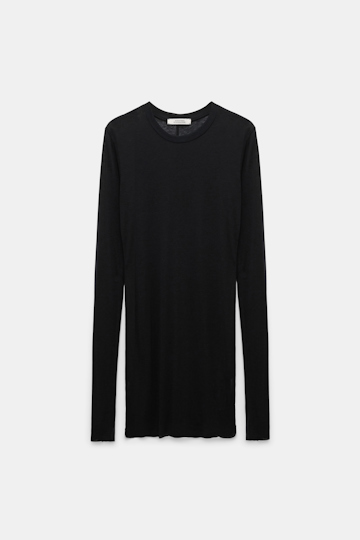 Dorothee Schumacher Slightly see-through T-shirt with extra long sleeves pure black