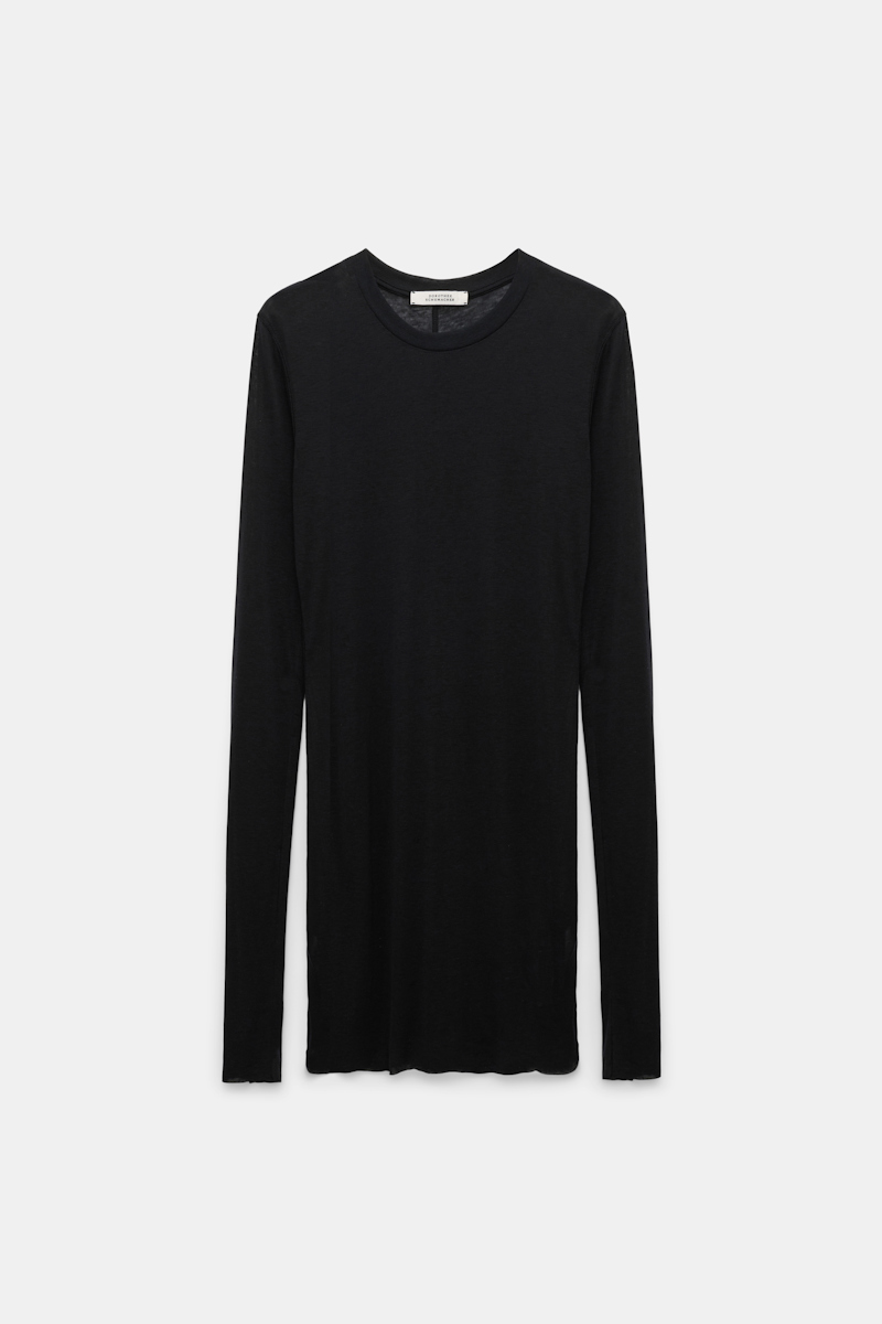 Dorothee Schumacher Double Layer T-shirt With Extra Long Sleeves In Black
