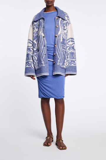 Dorothee Schumacher Double layer draped skirt milky cornflower