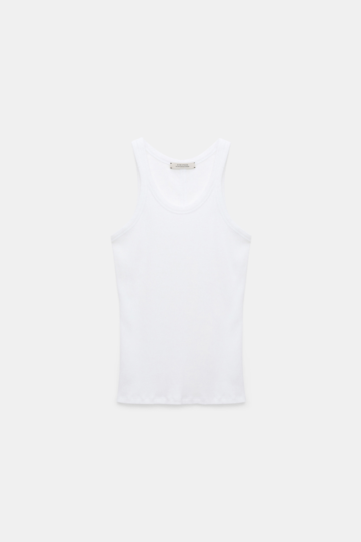 Dorothee Schumacher Ribbed cotton tank top pure white