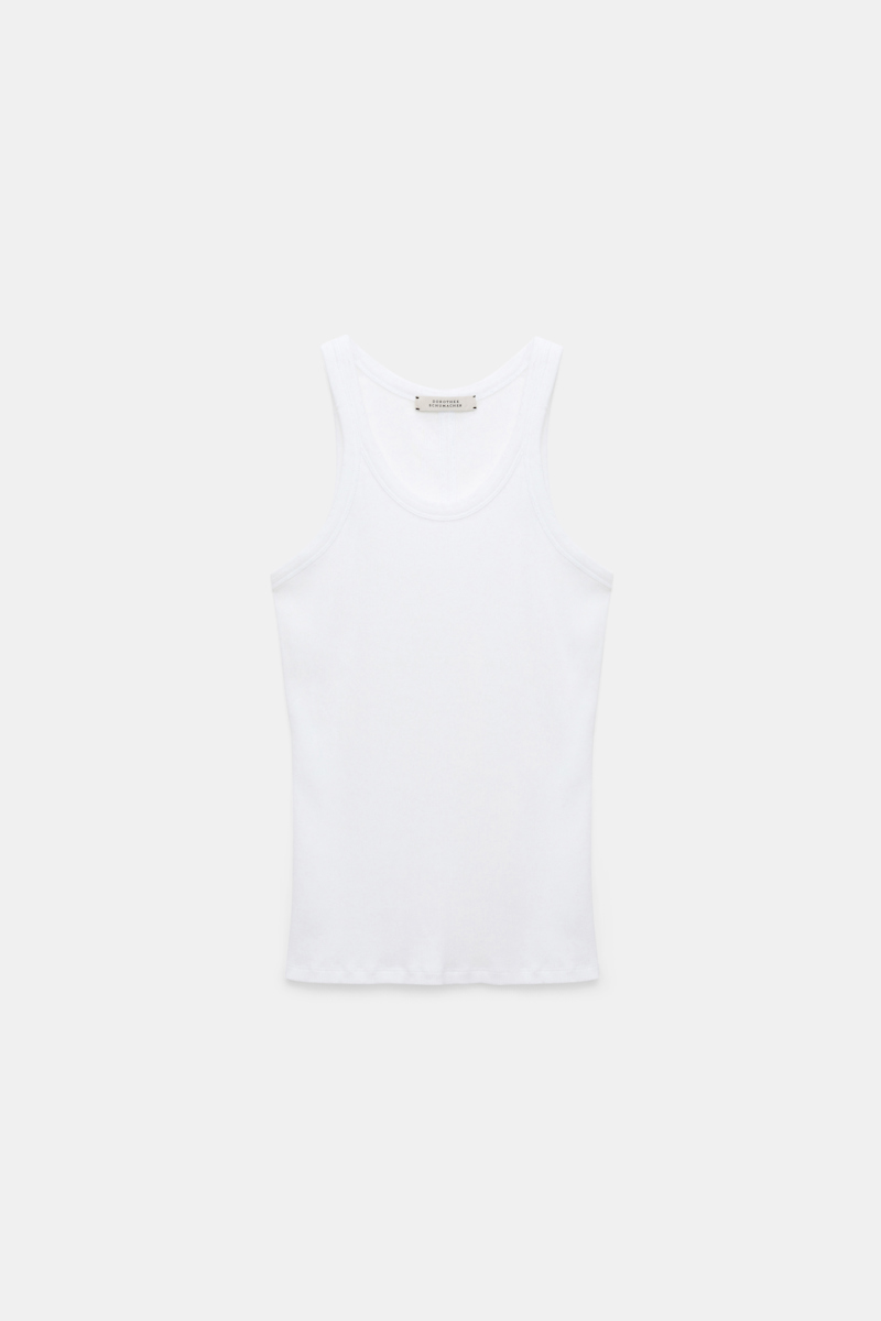Dorothee Schumacher Ribbed Cotton Tank Top In White