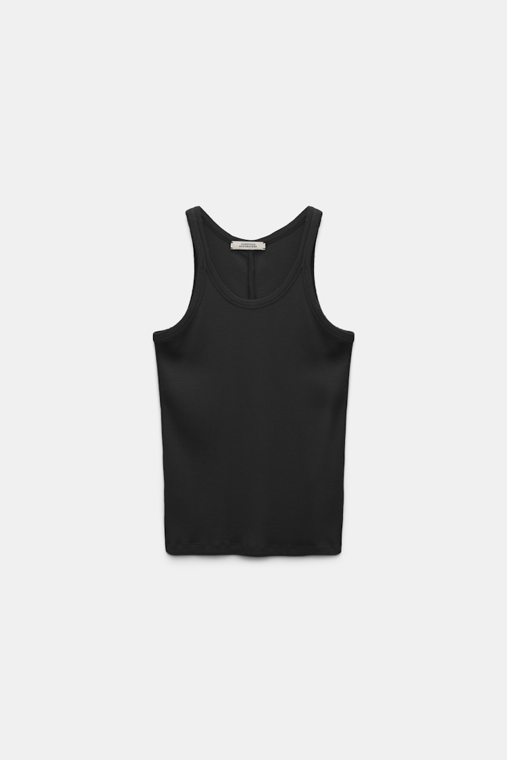 Dorothee Schumacher Ribbed cotton tank top pure black