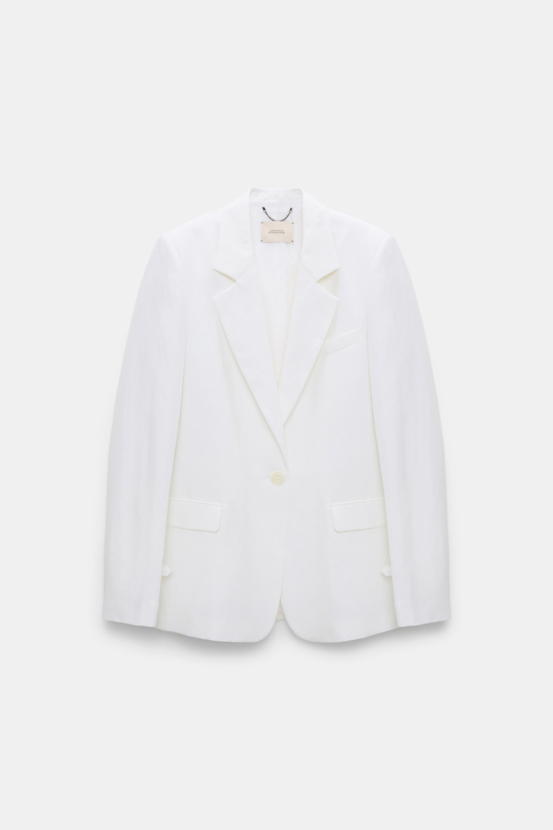Shop Dorothee Schumacher Technical Linen Blazer In White